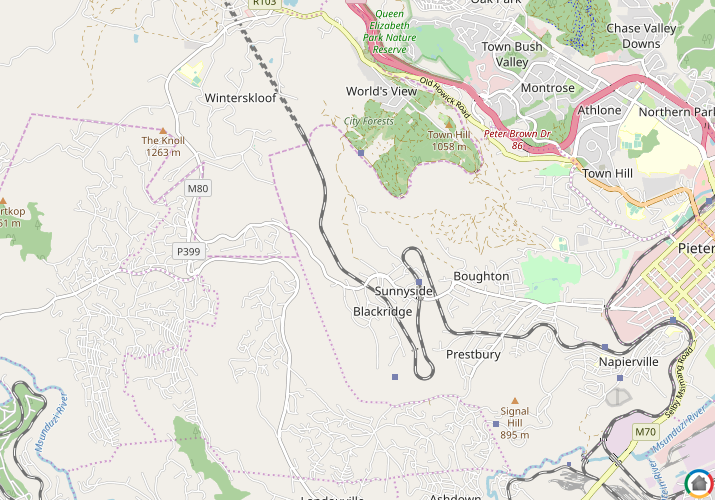 Map location of Sunnyside Park - PMB